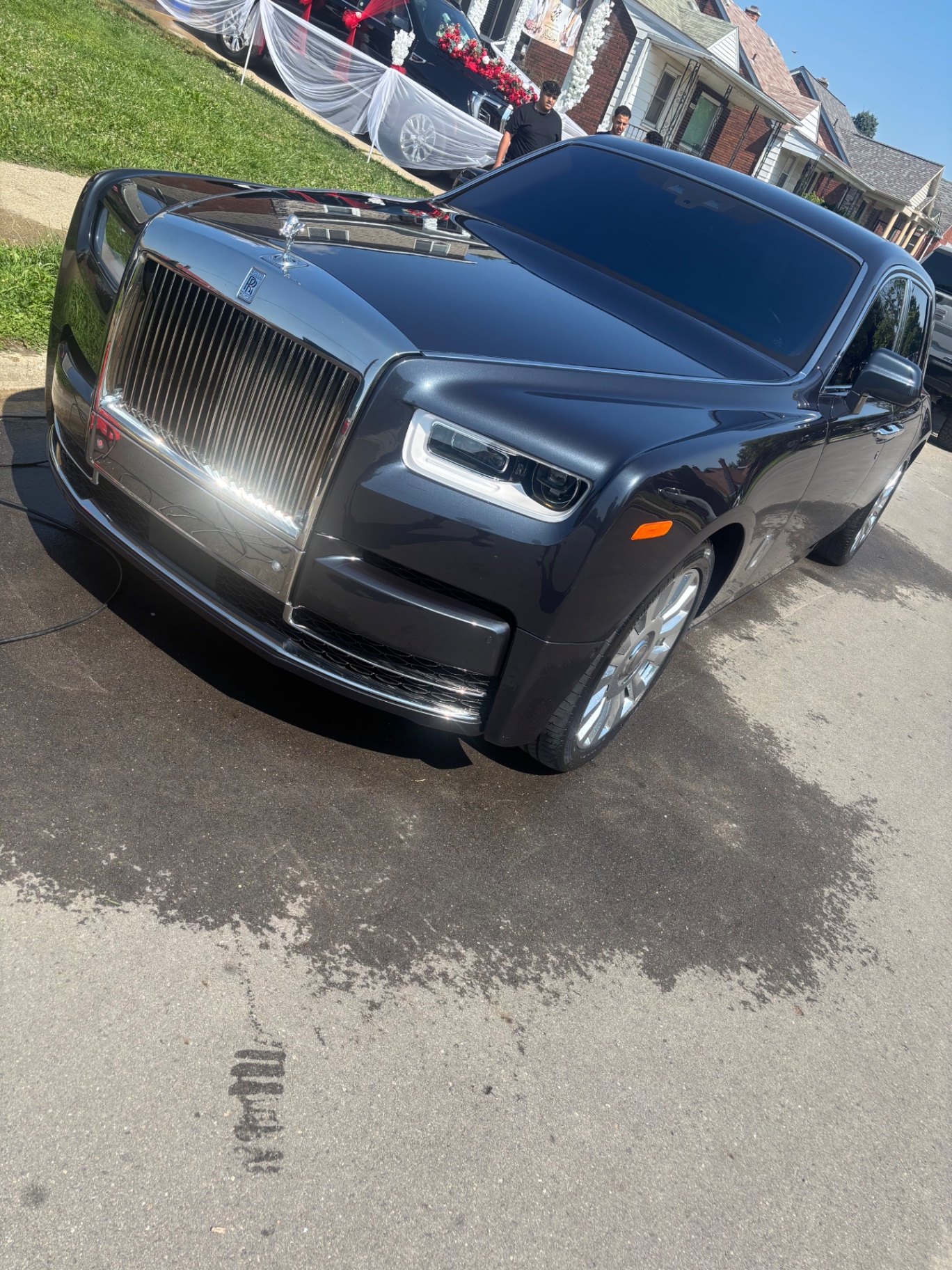 Freshly detailed glossy black car